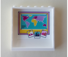 Panel 1 x 6 x 5 with World Map and Three Photos Pattern on Inside (Sticker) - Set 41314