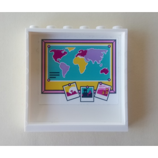 Panel 1 x 6 x 5 with World Map and Three Photos Pattern on Inside (Sticker) - Set 41314