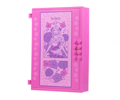 Container, Book Cover Half, 16 x 12 x 2 2/3 with Lock Compartment (Storybook Adventures) with 'ISABELA' and Flowers, Bright Pink Panel Pattern