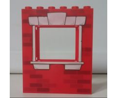 Panel 1 x 6 x 6 with Window with Bricks and White Window Frame Pattern