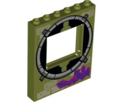 Panel 1 x 6 x 6 with Window with Round Sewer Opening Outline Pattern