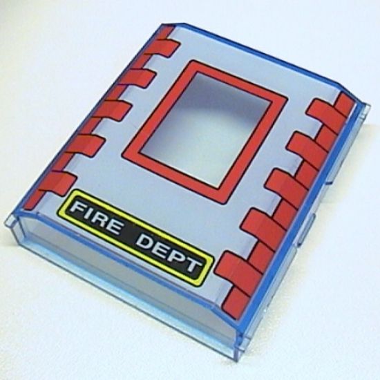 Panel 2 x 8 x 8 with Red Bricks and White 'FIRE DEPT' on Black Background Pattern