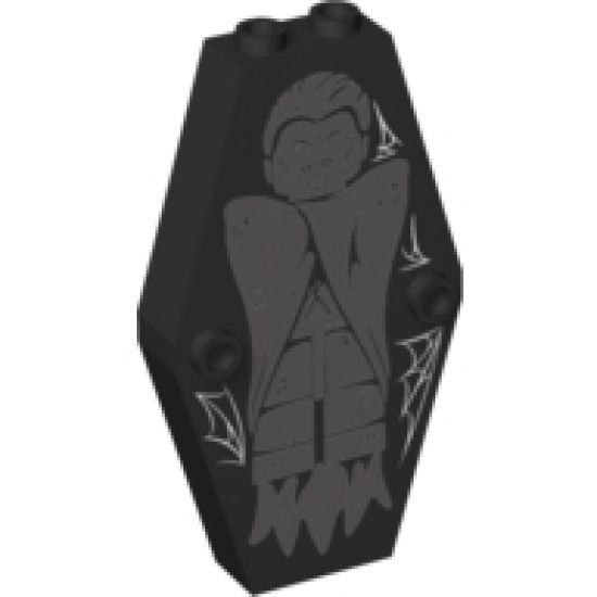 Container Coffin Lid with Light Bluish Gray Vampire and White Cobwebs Pattern