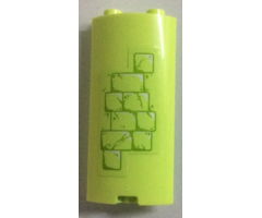 Cylinder Quarter 2 x 2 x 5 with 1 x 1 Cutout with Yellowish Green Brick Pattern (Sticker) - Set 41188