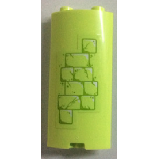 Cylinder Quarter 2 x 2 x 5 with 1 x 1 Cutout with Yellowish Green Brick Pattern (Sticker) - Set 41188