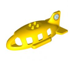 Duplo, Aircraft Airplane Midsize Fuselage Upper with Tail with Flower Inside Red Circle Pattern