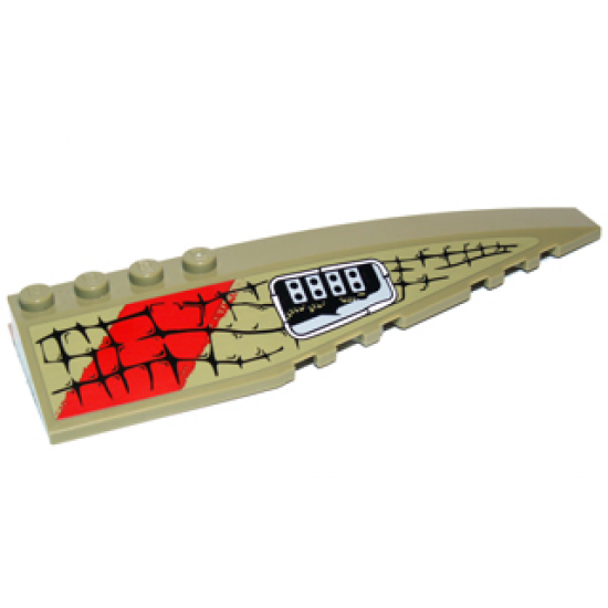 Wedge 12 x 3 Right with Scales, Gray Buttons and Red Markings Pattern (Sticker) - Set 70006