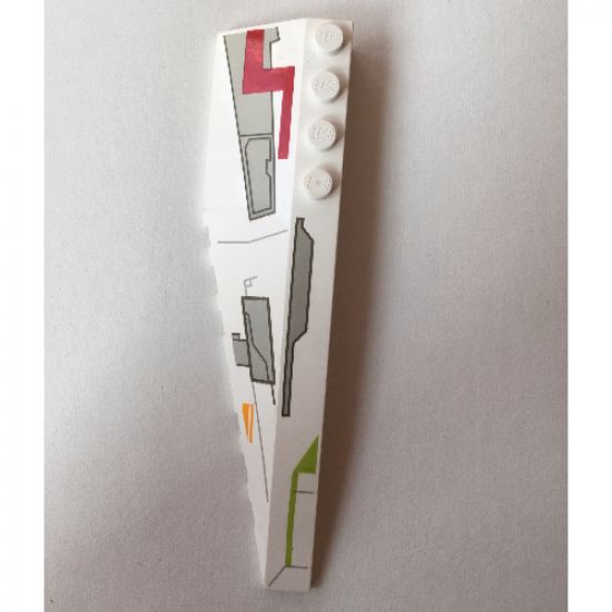 Wedge 12 x 3 Right with Gray Panels & Lime/Medium Orange/Dark Red Markings Pattern