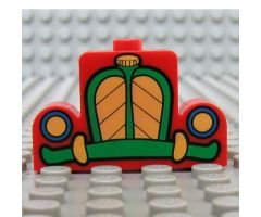 Brick, Modified 1 x 4 x 2 Center Stud Top with Car Grille Mickey green/yellow Pattern