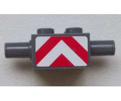 Brick, Modified 2 x 2 with Pins and Axle Hole with Red and White Danger Stripes Pattern (Sticker) - Set 7945