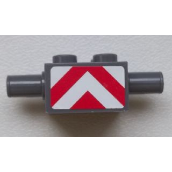 Brick, Modified 2 x 2 with Pins and Axle Hole with Red and White Danger Stripes Pattern (Sticker) - Set 7945
