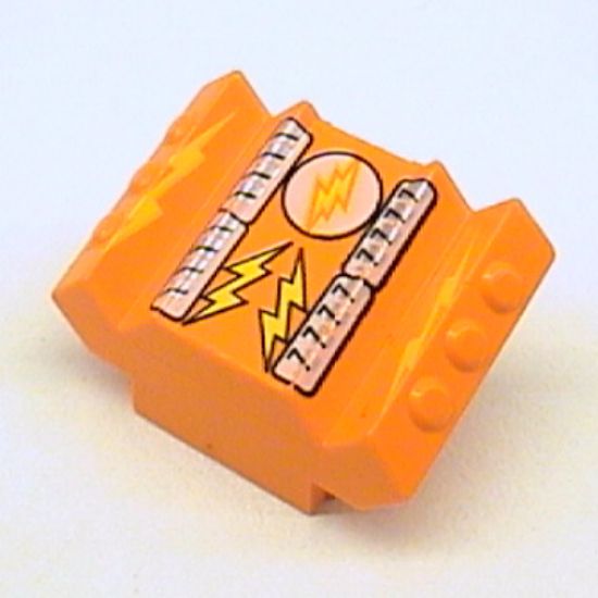 Brick, Modified 2 x 2 No Studs, Sloped with Angled Side Block Extensions and Lightor Lightning Bolt Pattern (Set 4573)