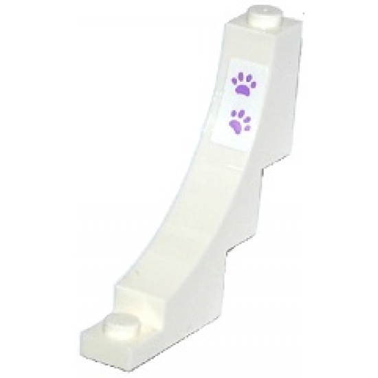 Arch 1 x 5 x 4 Inverted with 2 Medium Lavender Paw Prints Pattern (Sticker) - Set 41099