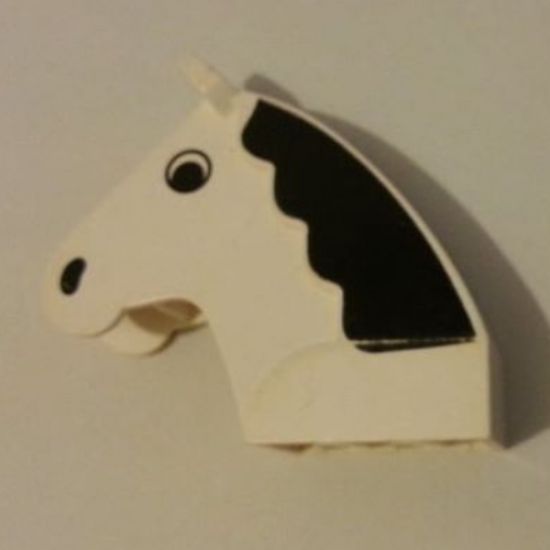 Animal, Body Part Horse Head 2 x 6 x 4 1/2 with Black Mane Pattern