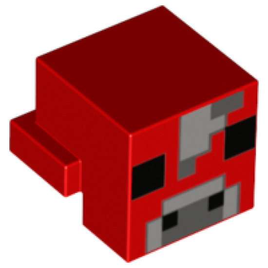 Creature Head Pixelated with Black Eyes and Nostrils, Light Bluish Gray and Dark Bluish Gray Nose, and Forehead with Dark Bluish Gray Pixel Between Eyes Pattern (Minecraft Mooshroom)
