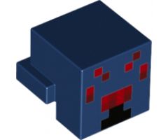 Animal, Body Part Creature Head Pixelated with Red and Dark Red Face Pattern (Minecraft Spider)