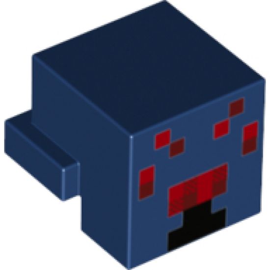 Animal, Body Part Creature Head Pixelated with Red and Dark Red Face Pattern (Minecraft Spider)