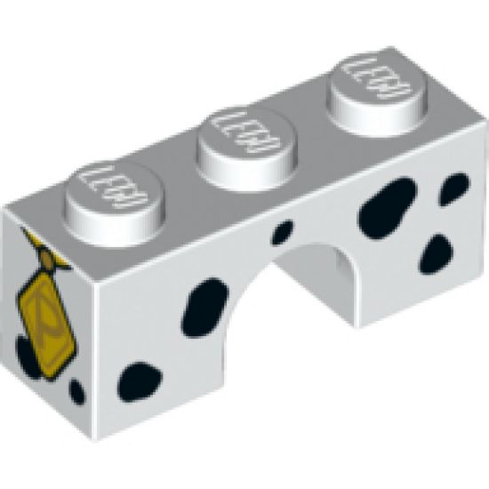 Arch 1 x 3 with Black Dalmatian Spots and Gold Diamond Tag with 'P' Pattern