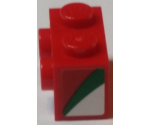 Brick, Modified 1 x 2 with Studs on 1 Side with Red, Green, and White Pattern Model Left Side (Sticker) - Set 75908