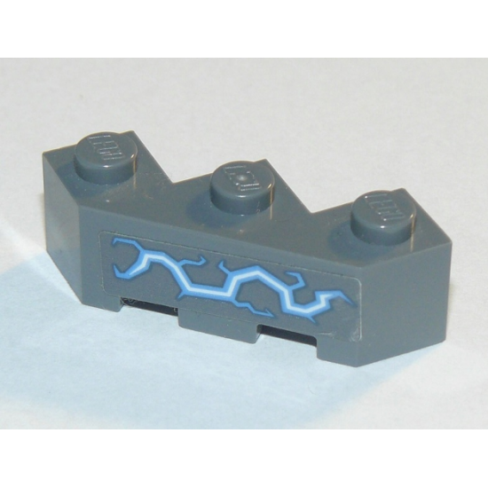 Brick, Modified Facet 3 x 3 with Medium Blue and White Electricity Pattern (Sticker) - Set 70353