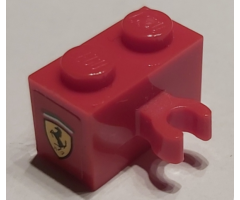 Brick, Modified 1 x 2 with Open O Clip Vertical with Ferrari Logo Pattern (Sticker) - Set 75913