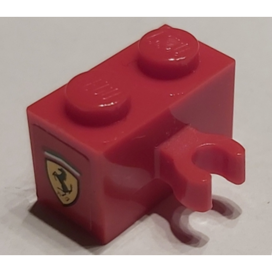 Brick, Modified 1 x 2 with Open O Clip Vertical with Ferrari Logo Pattern (Sticker) - Set 75913