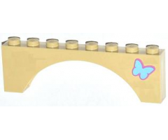 Arch 1 x 8 x 2 with Medium Blue Butterfly Pattern on Right Side (Sticker) - Set 3185