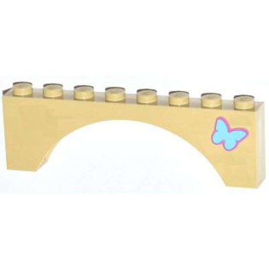 Arch 1 x 8 x 2 with Medium Blue Butterfly Pattern on Right Side (Sticker) - Set 3185