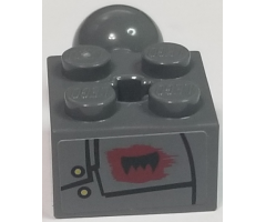 Technic, Brick Modified 2 x 2 with Ball and Axle Hole with Black Fang and Bolted Plates Pattern Model Left Side (Sticker) - Set 70012-2