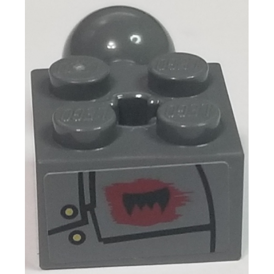 Technic, Brick Modified 2 x 2 with Ball and Axle Hole with Black Fang and Bolted Plates Pattern Model Left Side (Sticker) - Set 70012-2