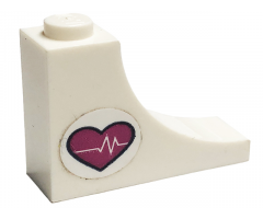 Arch 1 x 3 x 2 Inverted with Magenta Heart and Heart Beat Pattern Model Right Side (Sticker) - Set 41318