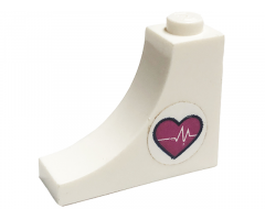 Arch 1 x 3 x 2 Inverted with Magenta Heart and Heart Beat Pattern Model Left Side (Sticker) - Set 41318