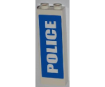 Brick, Modified 1 x 2 x 5 with Groove with White 'POLICE' on Blue Background Pattern (Sticker) - Set 7498