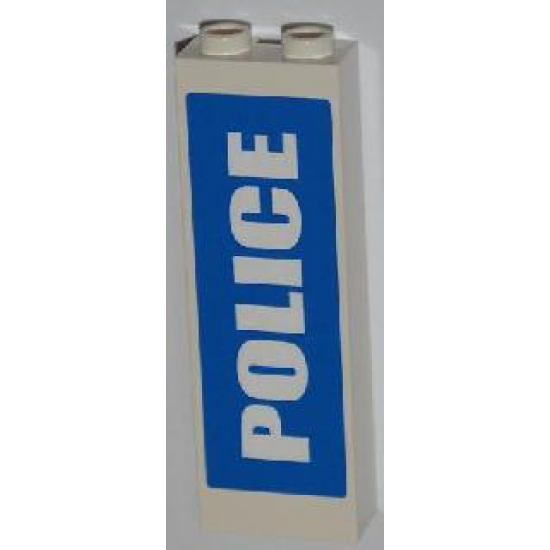 Brick, Modified 1 x 2 x 5 with Groove with White 'POLICE' on Blue Background Pattern (Sticker) - Set 7498