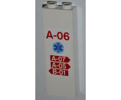 Brick, Modified 1 x 2 x 5 with Groove with 'A-06', EMT Star of Life and 3 Arrows with 'A-07', 'A-05' and 'B-01' Pattern (Sticker) - Set 4429