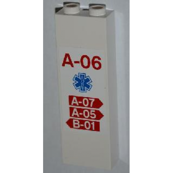Brick, Modified 1 x 2 x 5 with Groove with 'A-06', EMT Star of Life and 3 Arrows with 'A-07', 'A-05' and 'B-01' Pattern (Sticker) - Set 4429