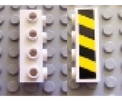 Brick, Modified 1 x 4 with 4 Studs on One Side with Black and Yellow Danger Stripes Pattern (Sticker) - Set 7781
