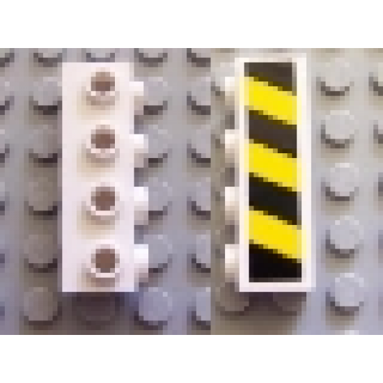Brick, Modified 1 x 4 with 4 Studs on One Side with Black and Yellow Danger Stripes Pattern (Sticker) - Set 7781