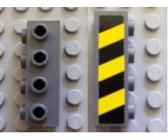 Brick, Modified 1 x 4 with 4 Studs on One Side with Black and Yellow Danger Stripes Pattern (Sticker) - Set 7781