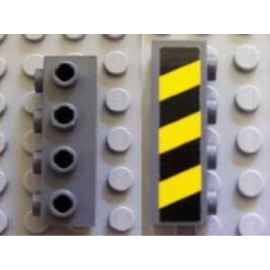 Brick, Modified 1 x 4 with 4 Studs on One Side with Black and Yellow Danger Stripes Pattern (Sticker) - Set 7781