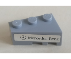 Wedge 3 x 2 Left with Mercedes-Benz Logo and 'Mercedes-Benz' on Silver Mirrored Background Pattern (Sticker) - Set 75911