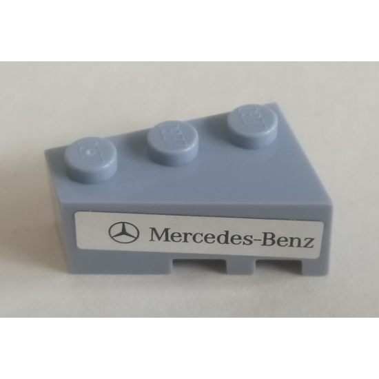 Wedge 3 x 2 Left with Mercedes-Benz Logo and 'Mercedes-Benz' on Silver Mirrored Background Pattern (Sticker) - Set 75911