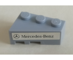 Wedge 3 x 2 Right with Mercedes-Benz Logo and 'Mercedes-Benz' on Silver Mirrored Background Pattern (Sticker) - Set 75911