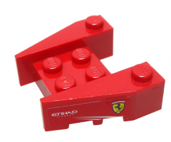 Wedge 3 x 4 with Stud Notches with Ferrari Logo and White 'ETIHAD AIRWAYS' on Red Background Pattern on Both Sides (Stickers) - Sets 8168 / 8185
