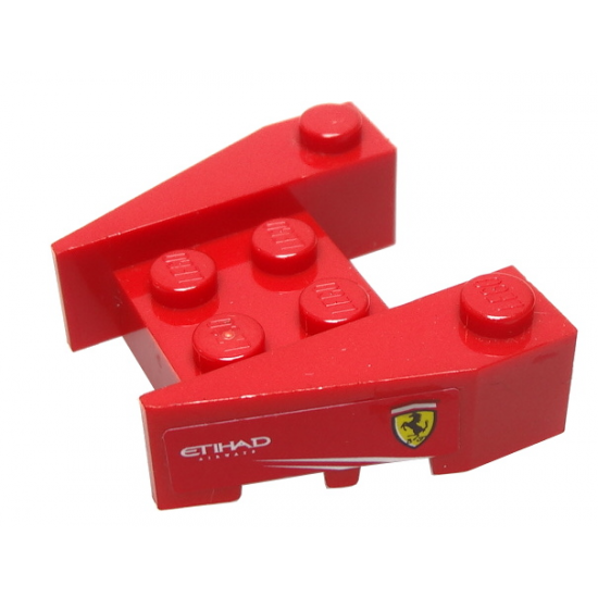 Wedge 3 x 4 with Stud Notches with Ferrari Logo and White 'ETIHAD AIRWAYS' on Red Background Pattern on Both Sides (Stickers) - Sets 8168 / 8185