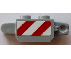 Hinge Brick 1 x 2 Locking, 9 Teeth with Red and White Danger Stripes Pattern on Both Sides (Stickers) - Set 60073