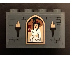 Panel 1 x 4 x 2 with Side Supports - Hollow Studs with Torches and Woman with Goblet Pattern (Sticker) - Set 71043