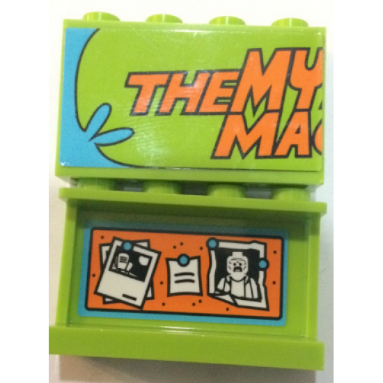 Panel 1 x 4 x 2 with Side Supports - Hollow Studs with Orange 'THE MY MA' and Notes, Photos on Bulletin Board on Inside Pattern (Stickers) - Set 75902