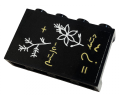 Panel 1 x 4 x 2 with Side Supports - Hollow Studs with Plus Sign, Question Mark, Equal Sign, Plant, and Flower on Blackboard Pattern (Sticker) - Set 76383