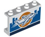 Panel 1 x 4 x 2 with Side Supports - Hollow Studs with Airplane and Blue City Skyline Pattern